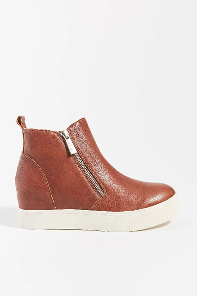J/slides Sky High-top Wedge Sneakers In Brown ModeSens