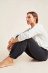 Monrow Cropped French Terry Track Pants In Black