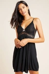 Eberjey Colette Mademoiselle Lace-trimmed Stretch-modal Chemise In Black