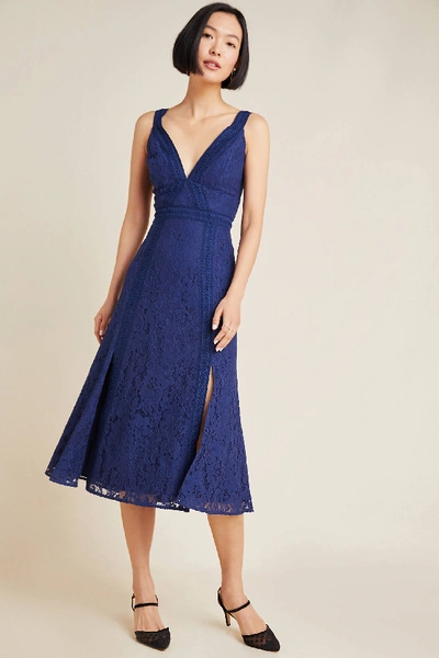 Keepsake Leticia Embroidered Lace Midi Dress In Blue