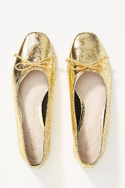 Schutz Ballet Flats In Gold