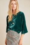 Cupcakes And Cashmere Michaela Velvet Top In Green