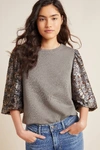 AMADI ERYNA LACE-SLEEVED TOP,4112461050044