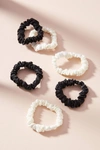 Anthropologie Satin Ponytail Holder Set In Black