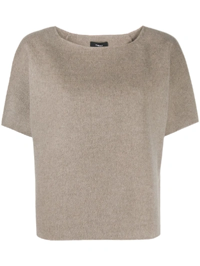 Theory Loose-fit Crew-neck Top In Neutrals
