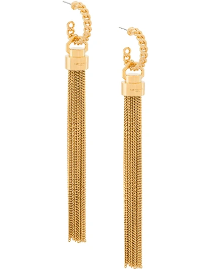 Saint Laurent Tassel Hoop Earrings In Gold