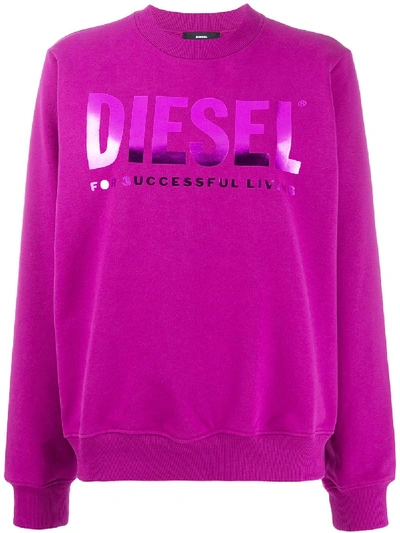 Diesel F-ang Logo Sweatshirt In Purple