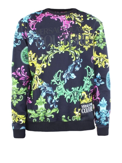 Versace Jeans Baroque Print Cotton Sweatshirt In Multicolour