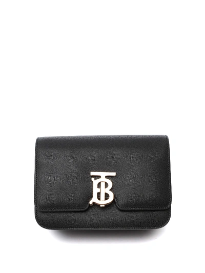 Burberry Tb Small Calfskin Bag In Black