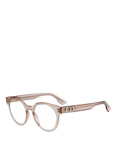 Dior Logo Round Acetate Sunglasses In Nude And Neutrals