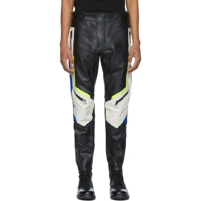 Diesel Black And Off-white Leather Astra-ptre Trousers In 900a Black