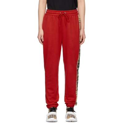 Burberry Red Vintage Check Raine Lounge Trousers In Red,beige,black