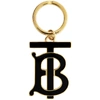 BURBERRY BURBERRY GOLD AND BLACK MONOGRAM MOTIF KEYRING