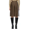 Burberry Monogram Stripe Pleated Skirt In Dark Mocha Ip Pttn