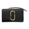 MARC JACOBS MARC JACOBS BLACK AND GREY SNAPSHOT COMPACT WALLET