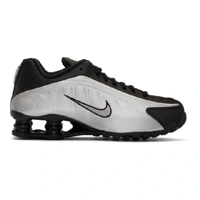 Nike Black & Silver Shox R4 Sneakers In Black,metallic Silver,wolf Grey,black