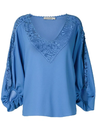 Martha Medeiros Giuliana Lace Panels Blouse In Blue