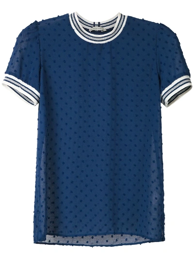 Martha Medeiros Eduarda Polka Dots Textured Blouse In Blau