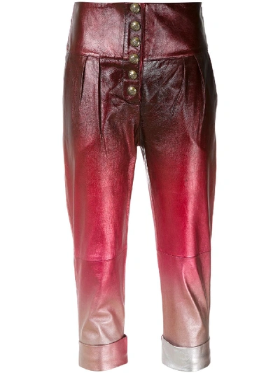 Andrea Bogosian Cropped Leather Trousers In Red