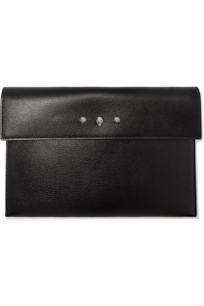 Alexander Mcqueen Embellished Textured-leather Pouch In Black