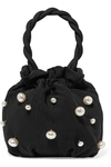 STAUD GRACE FAUX PEARL-EMBELLISHED TWILL TOTE