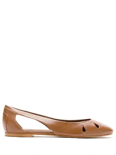 Sarah Chofakian Malee Leather Ballerina Shoes In Brown