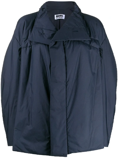 132 5. Issey Miyake Oversized High Neck Jacket In Blue