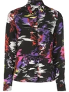 Alice And Olivia Willa Abstract-print Silk Placket Shirt In Moonstruck