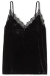 CAMI NYC THE ZOSIA LACE-TRIMMED VELVET CAMISOLE