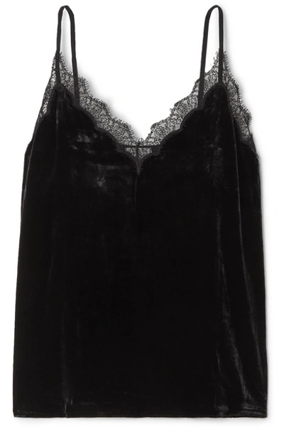 Cami Nyc The Zosia Lace-trimmed Velvet Camisole In Black