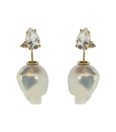 Mizuki Pearl Diamond Earrings In Ylwgold