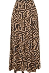 GANNI TIGER-PRINT CREPE MIDI SKIRT