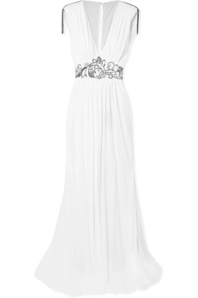 Dundas Embellished Jersey Gown In White
