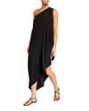 Norma Kamali One-shoulder Diagonal Tunic Coverup In Black