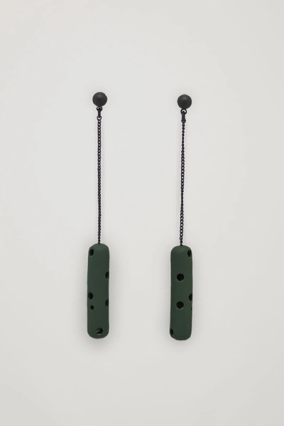 Cos Cutout Metal Earrings In Green