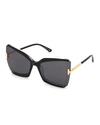 Tom Ford Oversized Butterfly-frame Sunglasses In Black/smoke