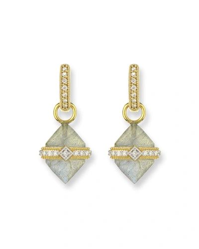 Jude Frances 18k Gold Lisse Wrapped Labradorite Square Earring Charms