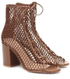 GIANVITO ROSSI SANTANA LEATHER-TRIMMED ANKLE BOOTS,P00436534