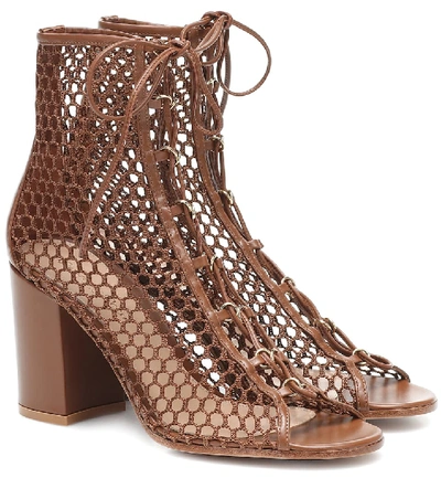 Gianvito Rossi Santana Leather-trimmed Ankle Boots In Brown