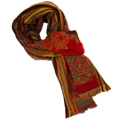40 Colori Red & Orange Large Paisley Woven Wool Scarf