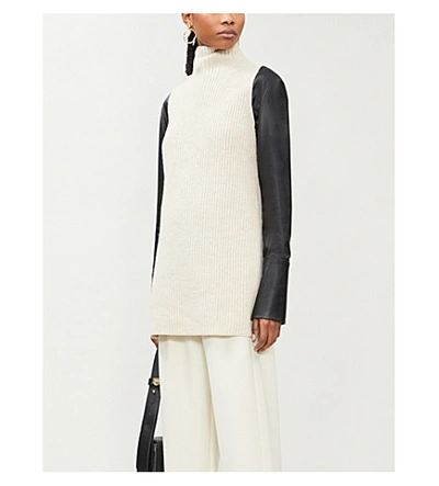 Theory Ribbed Knit Wool And Cashmere-blend Waistcoat In Ivory