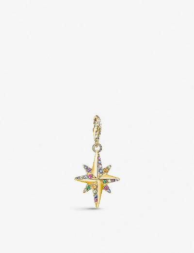 Thomas Sabo Womens Multicoloured Colourful Star 18ct Yellow-gold Compass Charm
