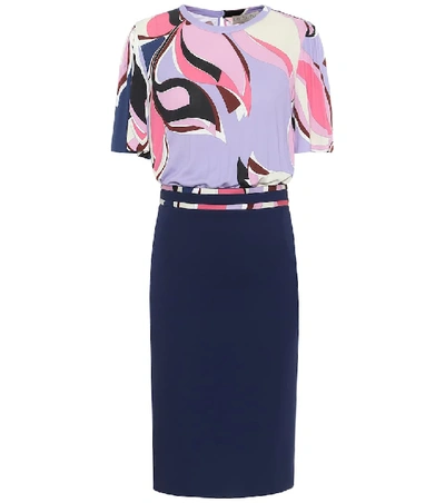 Pucci Heliconia Print Dress In Blue