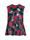 MARNI Sleeveless Abstract Leaves Peplum Top