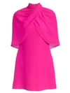 BRANDON MAXWELL Wrapped Cape Silk Mini Dress