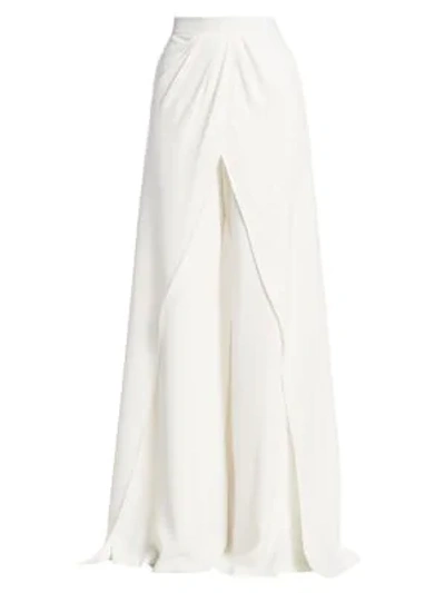 Brandon Maxwell Carolina Crepe Skirt Trousers In Ivory