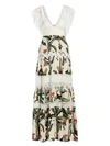 PATBO Tropical Print Lace-Trim Dress