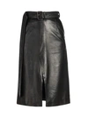 MARNI Leather A-Line Front Slit Skirt