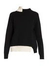 MARNI Contrast Asymmetric Wool Knit Crewneck Sweater