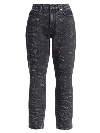 7 For All Mankind Crystal High-rise Zebra Print Jeans In Black